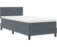 Kiemas lova su čiužiniu Tamsiai pilka 80 x 200 cm Aksomas