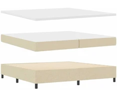 Kiemas lova su čiužiniu Kreminė 200 x 200 cm audinys