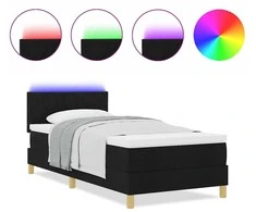 LED Čiužinio Lova su LED juostelėmis Juodas 90 x 200 cm audinys