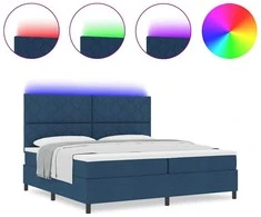 Kiemas lova su LED juostelėmis Mėlyna 200 x 200 cm audinys