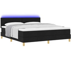 LED Čiužinio Lova su galvūgalio Juodas 180 x 200 cm audinys