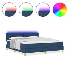 LED Čiužinio Lova su galvūgalio Mėlyna 180 x 200 cm audinys