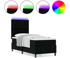 Kiemas lova su LED juostelėmis Juoda 80 x 200 cm audinys