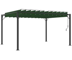 Palapinė su lygiais stogu 3,07 x 4,01 x 2,14 m Žalia