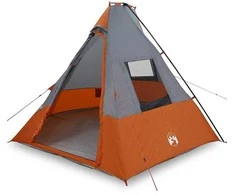 Tipi palapinė Pilka ir oranžinė 383 x 338 x 217 cm tafta