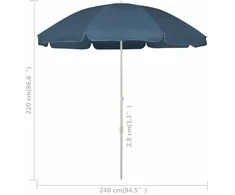 Paplūdimio skėtis nuo saulės, mėlynos spalvos, 240cm