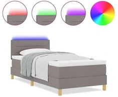 LED Čiužinio Lova su LED juostelėmis Taupe 90 x 200 cm audinys