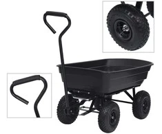 Paverčiamas rankinis sodo vežimėlis, juodos spalvos, 300kg, 75l