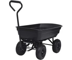 Paverčiamas rankinis sodo vežimėlis, juodos spalvos, 300kg, 75l