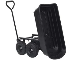 Paverčiamas rankinis sodo vežimėlis, juodos spalvos, 300kg, 75l