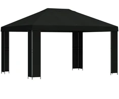 Pavėsinė 4 × 3 m Juoda Poliesteris ir plienas 190 gsm