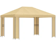 Pavėsinė 4 × 3 m Kreminė Poliesteris ir plienas 190 gsm