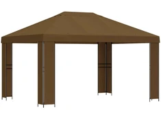 Pavėsinė 4 × 3 m Taupe Poliesteris ir plienas 190 gsm