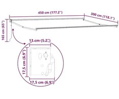 Traukiamas markizės rėmas Baltas 450 × 300 cm Aliuminis
