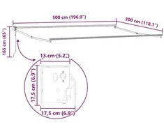 Traukiamas markizės rėmas Baltas 500 × 300 cm Aliuminis