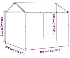 Pavėsinė 4 x 4 x 2,6 m Baltas Plienas ir poliesteris 180 gsm