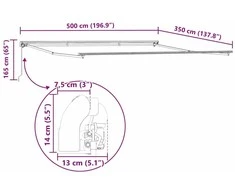 Markizės rėmas Balta 500 × 350 cm Aliuminis
