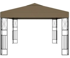 Pavėsinė su lempučių girliandomis LED, taupe, 3x4m