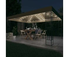 Pavėsinė su lempučių girliandomis LED, taupe, 3x4m