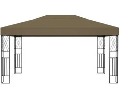 Pavėsinė su lempučių girliandomis LED, taupe, 3x4m