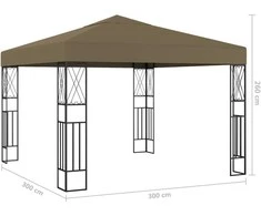 Pavėsinė su lempučių girliandomis LED, taupe, 3x3m