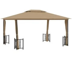 Pavėsinė su šoninėmis sienomis ir stogu, taupe spalvos, 3x4m