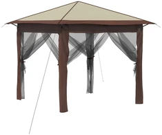 Paviljonas su 4 šoninėmis sienomis 2,6 x 2,6 m Kremas ir rudas