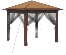 Paviljonas su 4 šoninėmis sienomis 2,6 x 2,6 m Bežinis ir Rudas