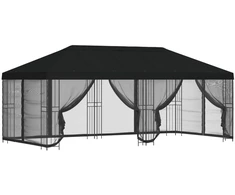 Paviljonas su šoninėmis sienelėmis 6 x 3 m Juoda
