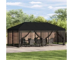 Paviljonas su šoninėmis sienelėmis 6 x 3 m Juoda