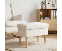 Pėdų staliukas Kreminė 55 x 35 x 41 cm Bouclé