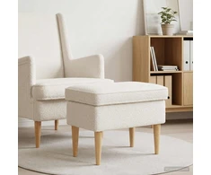 Pėdų staliukas Kreminė 55 x 35 x 41 cm Bouclé