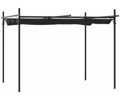 Pergolė su ištraukiamu stogu, antracito spalvos, 295x292x230cm