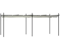 Pergolė su ištraukiamu stogu, kreminės spalvos, 589x292x230cm
