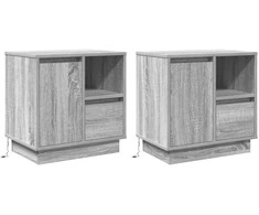Šalia lovos spintelė su stalčių 2 pcs Pilka 50 x 34,5 x 50 cm