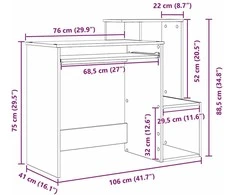 Stalas Betono pilka 106 x 41 x 88.5 cm Apdirbta mediena