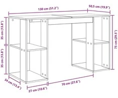 Stalas Pilkas Sonoma 130 x 50.5 x 75 cm Apdirbta mediena