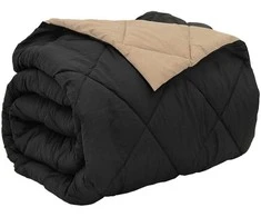 Pilna metų antklodė Juoda ir taupe 240 x 260 cm Mikropluoštas