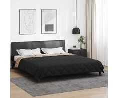 Pilna metų antklodė Juoda ir taupe 240 x 260 cm Mikropluoštas