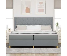 Kiemas lova su čiužiniu Šviesiai pilka 200 x 200 cm audinys