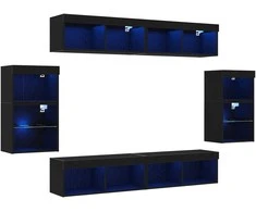 TV staliukas TV spintelių komplektas 8 pcs juoda ąžuolo Apdirbta mediena