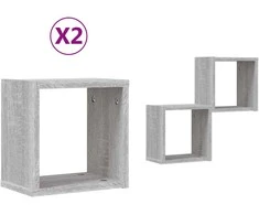 Sieninės lentynos 2 pcs Pilkas Sonoma 26 x 15 x 26 cm