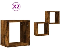 Sieninės lentynos 2 pcs Rūkyta ąžuolas 26 x 15 x 26 cm