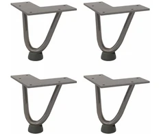 Kavos staliuko kojelės, 4 vnt., natūralus plienas, 10 cm, tvirtas plienas