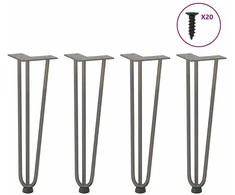 Kavos staliuko kojelės, 4 vnt., natūralus plienas, 42 cm, tvirtas plienas
