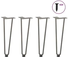 Kavos staliuko kojelės, 4 vnt., natūralus plienas, 42 cm, tvirtas plienas