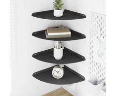 Plūduriuojanti lentyna su lentyna 4 pcs Juodas 30 x 30 x 2 cm