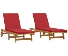 Saulės gultas 2-asmuo 2 pcs Ruda Kietos akacijos mediena