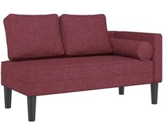 Poilsio sofa su ilga pagalve, raudonojo vyno spalvos, audinys
