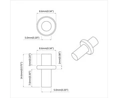 Policis 12 vnt. Sidabro 8,6 x 8,6 x 14,6 mm Plienas